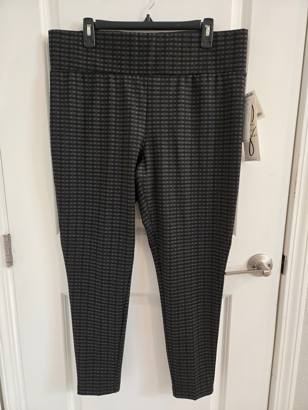 Zac & Rachel Black and Charcoal Patterned Ponte Leggings Size XL